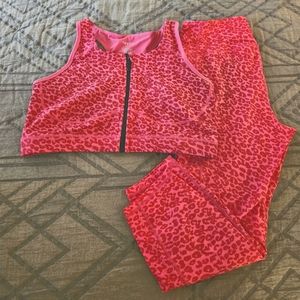 Pink Cheetah Workout Set